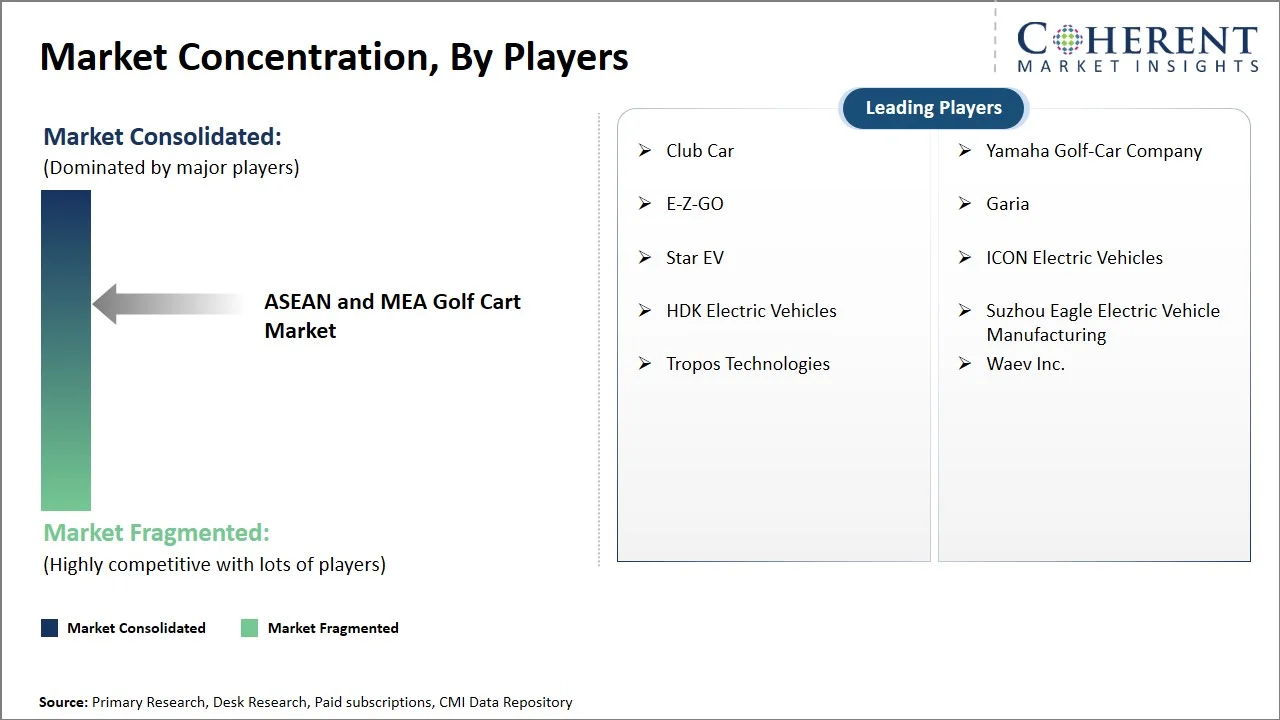 ASEAN and MEA Golf Cart Market Concentration By Players